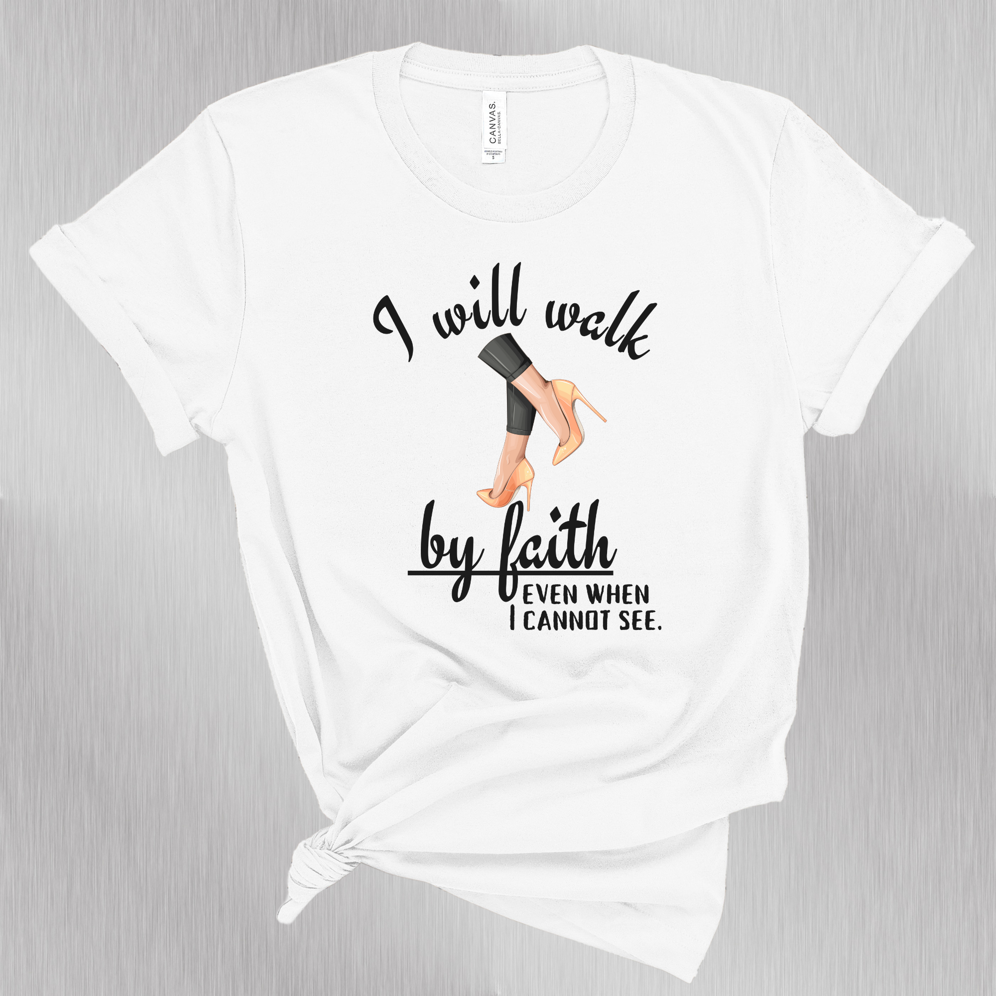 I Will Walk By Faith Bible Verse Christian T-shirt | Scripture Tee For Women