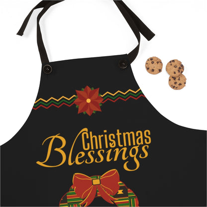 Christmas Blessings Kente Wreath Kitchen Cooking Apron