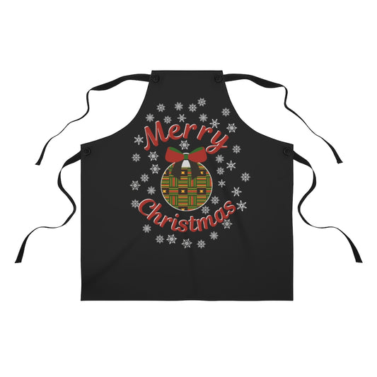 Merry Christmas Kente Ornament With Snow Cooking Apron