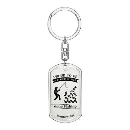 Proud Fisher Of Men Dog Tag Keychain, Christian Faith Ministry