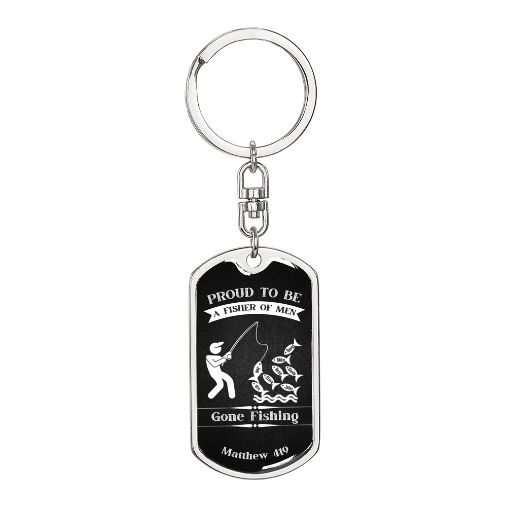 Proud To Be A Fisher Of Men Christian Faith Dog Tag Keychain - Black