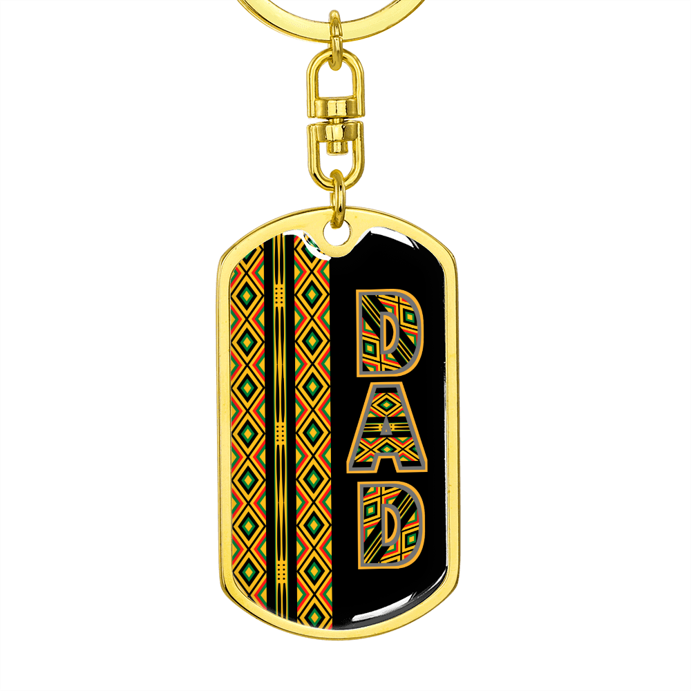 African Kente Style Dad Dogtag Swivel Keychain