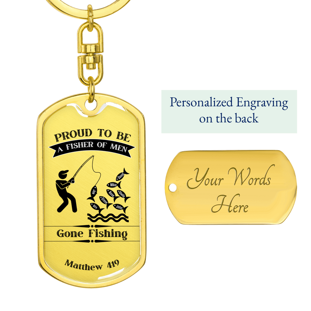 Proud Fisher Of Men Dog Tag Keychain, Christian Faith Ministry