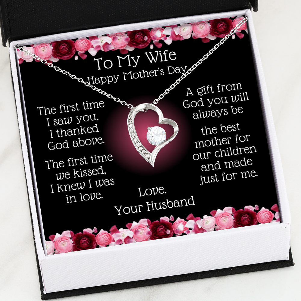 Heart Necklace | To My Wife, Best Mother To Our Children Message Card
