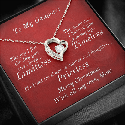 From Mom To Daughter Heart Necklace - Priceless Message Card