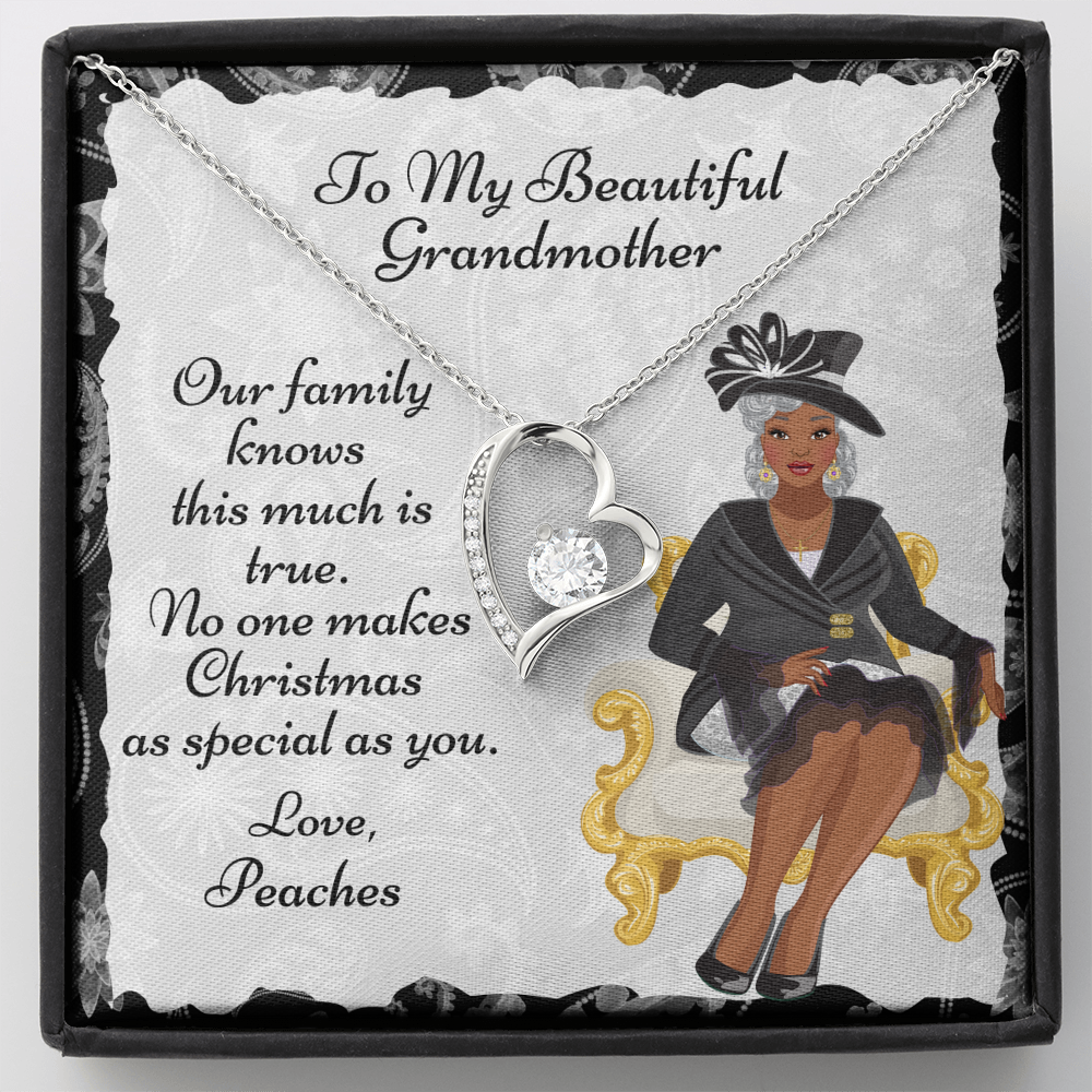 Personalized Christmas Message Card To Grandmother - Heart Necklace