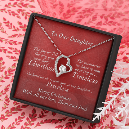 From Mom & Dad To Daughter Heart Necklace With Christmas Message Card