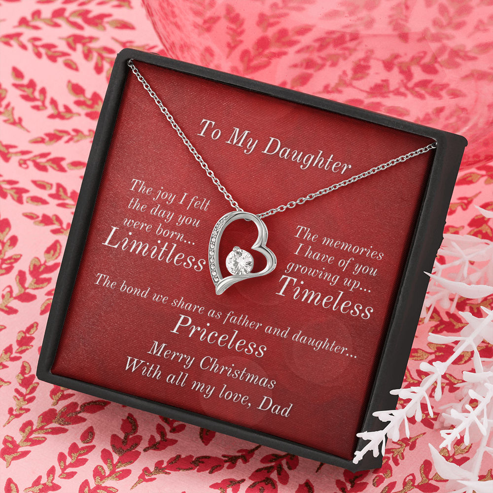 From Dad To Daughter Heart Necklace - Priceless Christmas Message Card