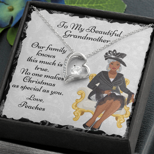 Personalized Christmas Message Card To Grandmother - Heart Necklace