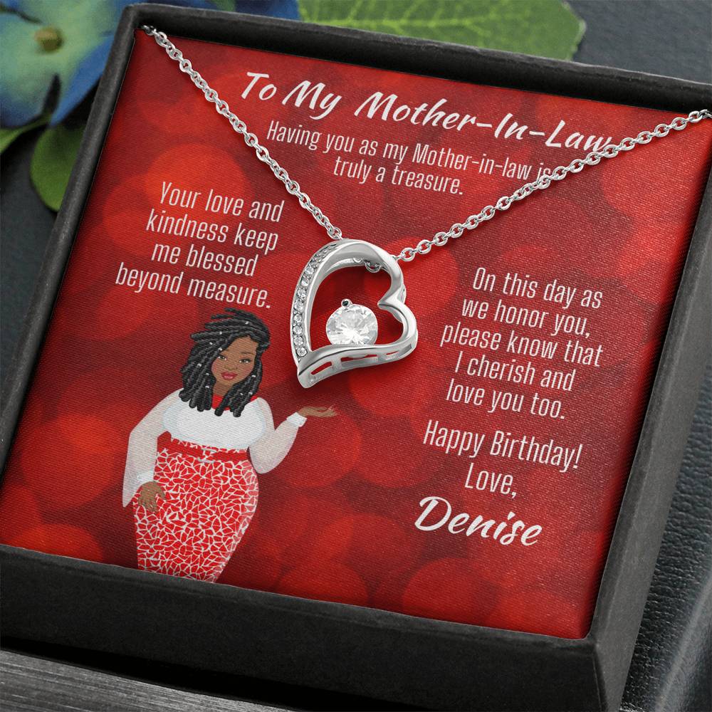 Cubic Zirconia Heart, Mother-In-Law Inspirational Birthday Message Card