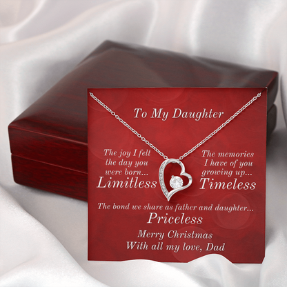 From Dad To Daughter Heart Necklace - Priceless Christmas Message Card