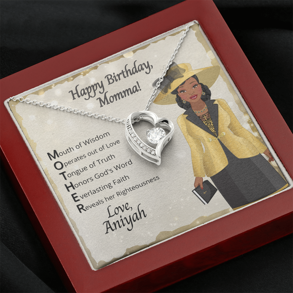 Cubic Zirconia Heart, Happy Birthday, Momma Message Card - Acronym