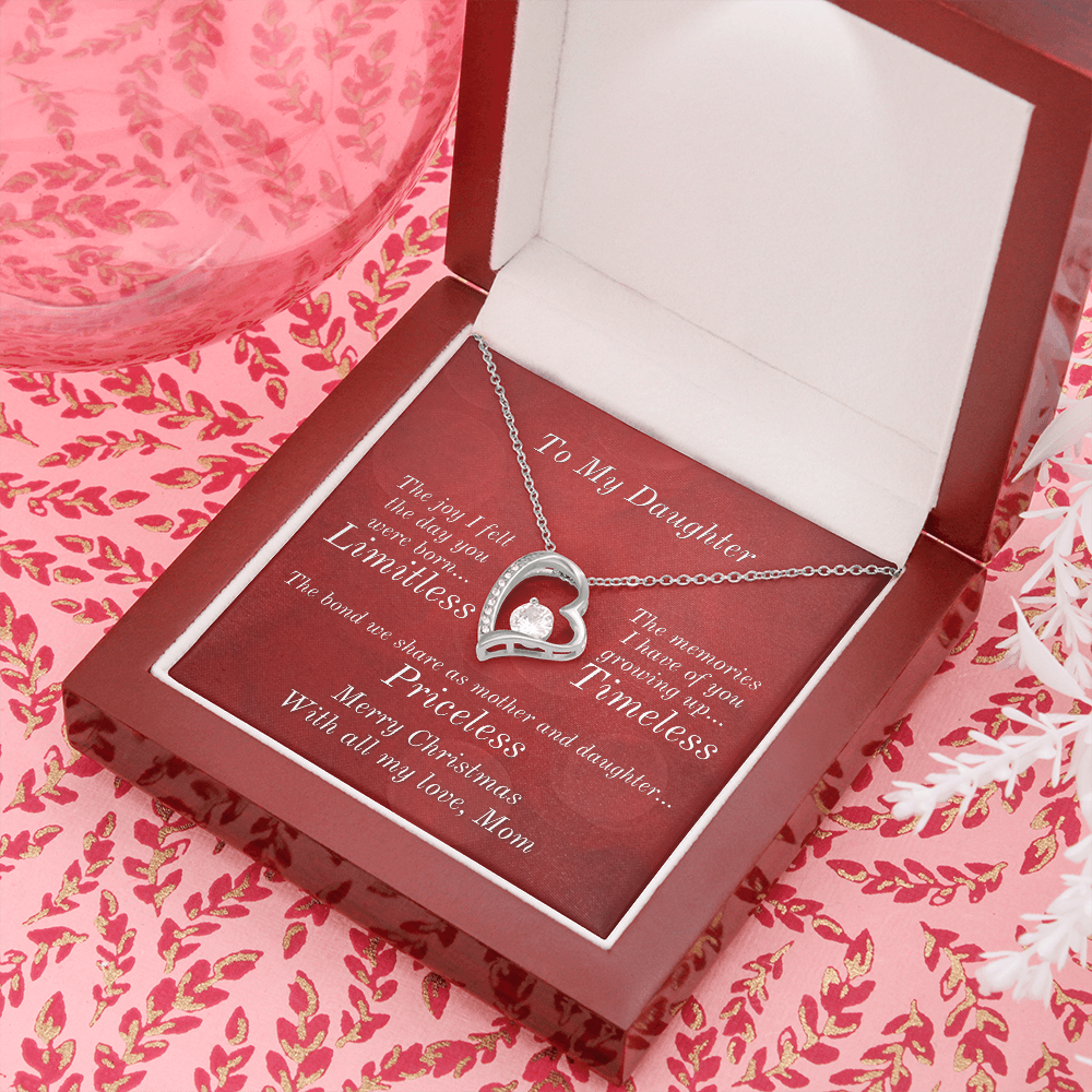 From Mom To Daughter Heart Necklace - Priceless Message Card