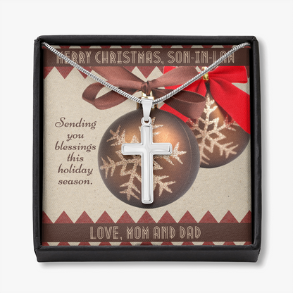 Engraved Cross Necklace For Son In Law Ornament Message Card And Box