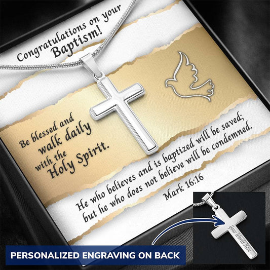 Personalized Cross and Adult Baptism Message Card