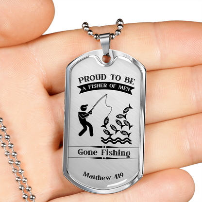 Proud Fisher Of Men Christian Faith Ministry Dog Tag Necklace