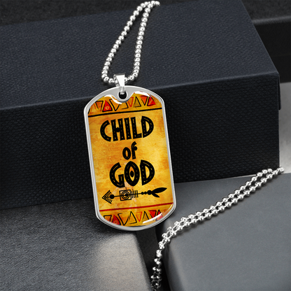 Child of God African Designed Dog Tag Necklace