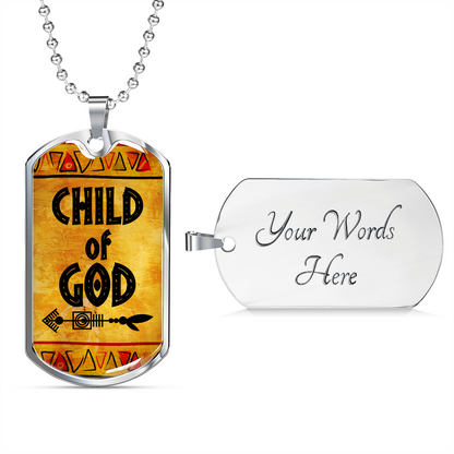 Child of God African Designed Dog Tag Necklace