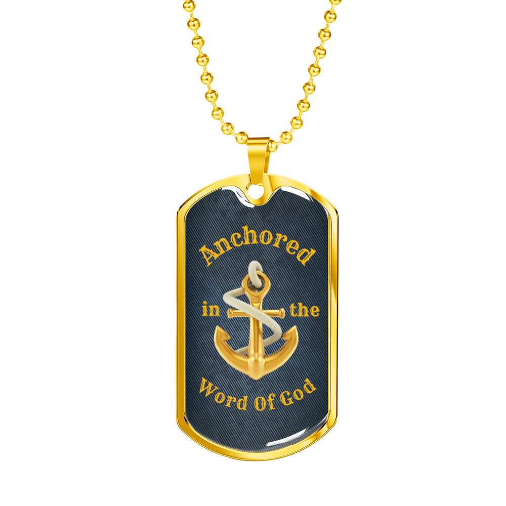 Anchored In The Word Of God Dog Tag Necklace