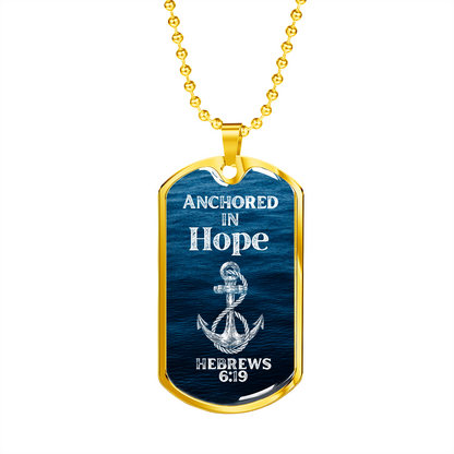Anchored In Hope Bible Verse Dog Tag Necklace | Hebrews 6:19