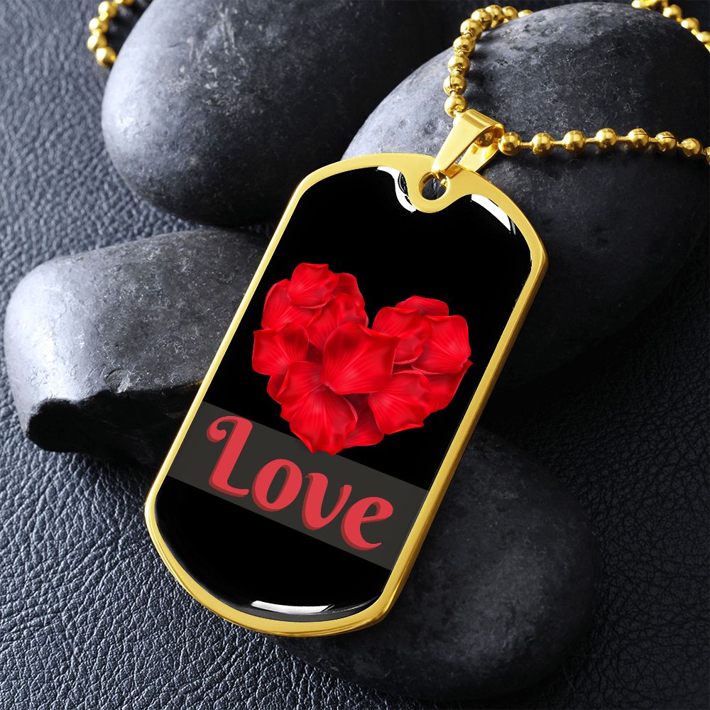 Love Inspirational Dog Tag Necklace - Heart Of Petals