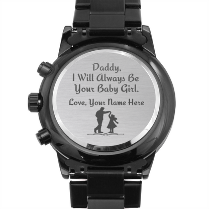 To Dad From Daughter Engraved Men's Chronograph Watch - Always Baby Girl