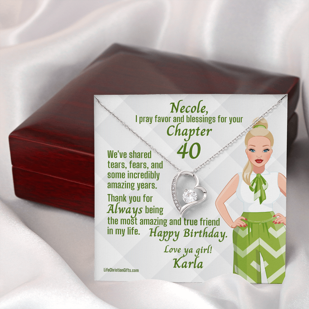 Personalized Chapter Birthday Message Card and Forever Love Necklace - Caucasian