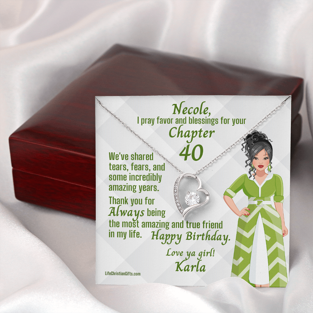Personalized Chapter Birthday Message Card and Forever Love Necklace - Hispanic