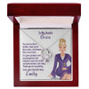 Personalized Message Card to Auntie With Silver CZ Heart Necklace  and mahogany gift box