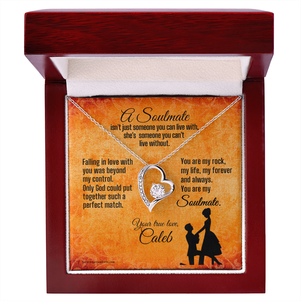 Personalized Soulmate Message Card To Her With Heart Necklace