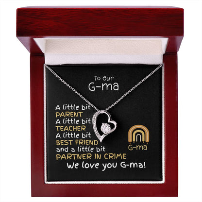 To G-ma From Grandkids - Forever Love Necklace -A Little Bit Message Card