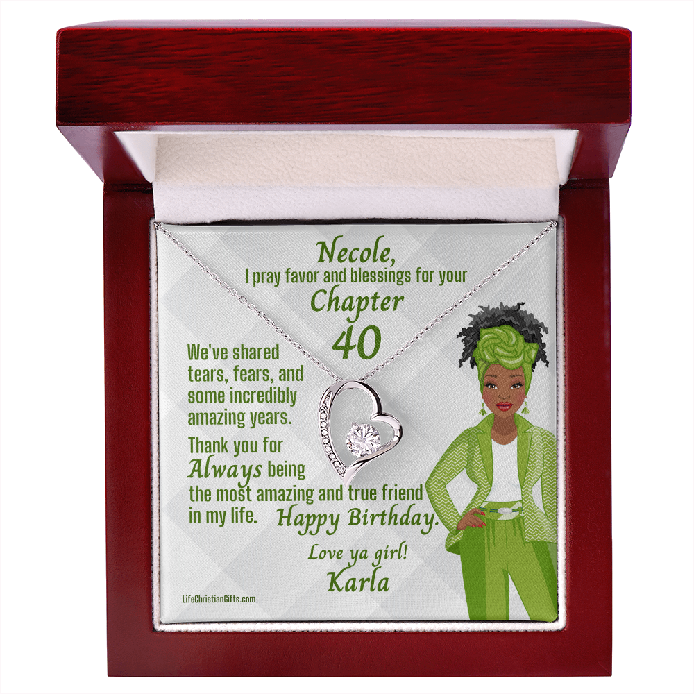 Chapter Birthday Jewelry Message Card Mahogany Box - African American