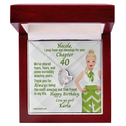 Chapter Birthday Silver Necklace  and Message Card Mahogany Gift Box