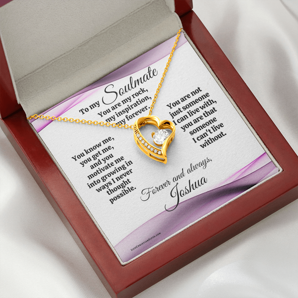 Personalized To My Soulmate Message Card And Forever Love Necklace