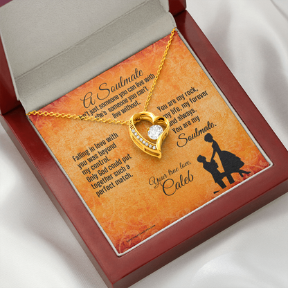 Personalized Soulmate Message Card To Her With Heart Necklace