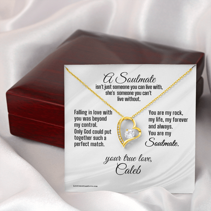 Personalized Soulmate Message Card and Heart Necklace To Her