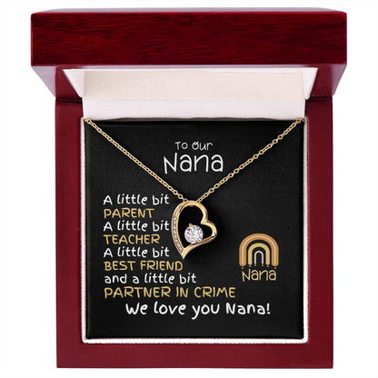 To Nana From Grandkids - Forever Love Necklace -A Little Bit Message Card