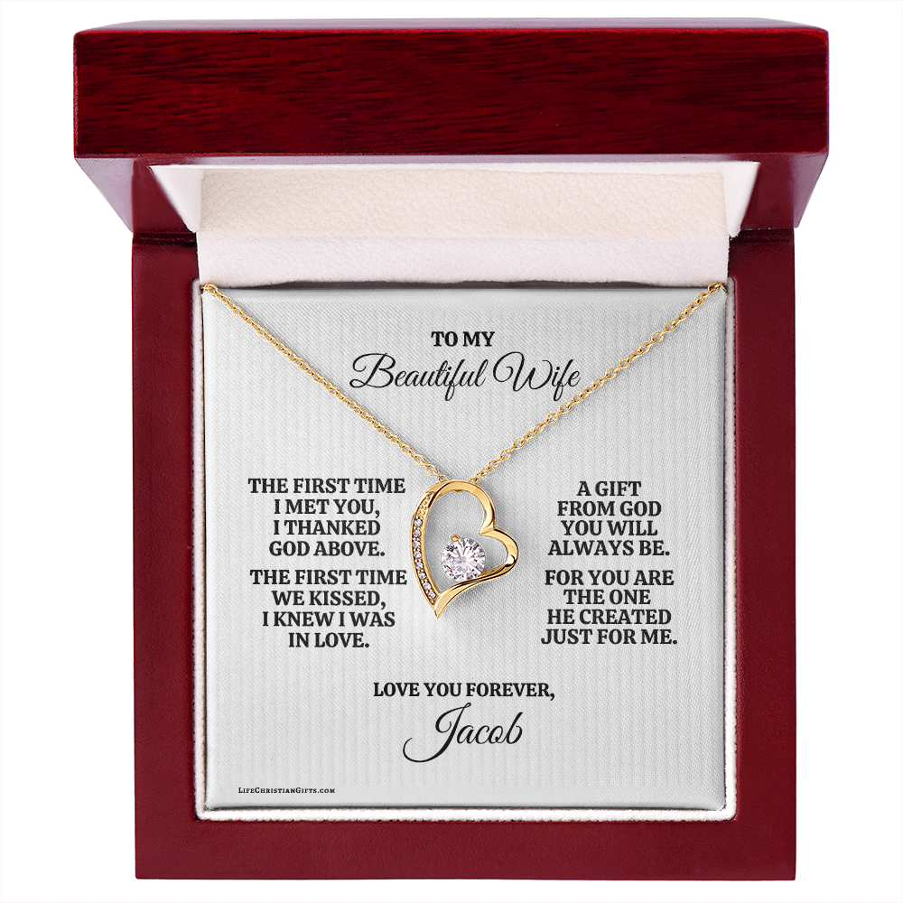 Personalized To Wife Message Card And Forever Love Necklace
