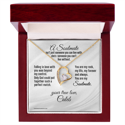 Personalized Soulmate Message Card and Heart Necklace To Her
