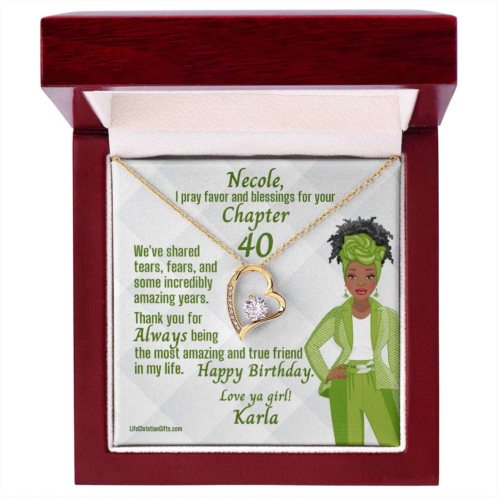 Chapter Birthday Gold Necklace Message Card Luxury Box - African American