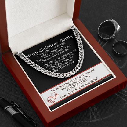 Cuban Link Chain Necklace And Christmas Message Card To Dad From Daughter