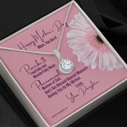 Mother's Day Message Card From Daughter - Eternal Hope Necklace - Proverbs 31