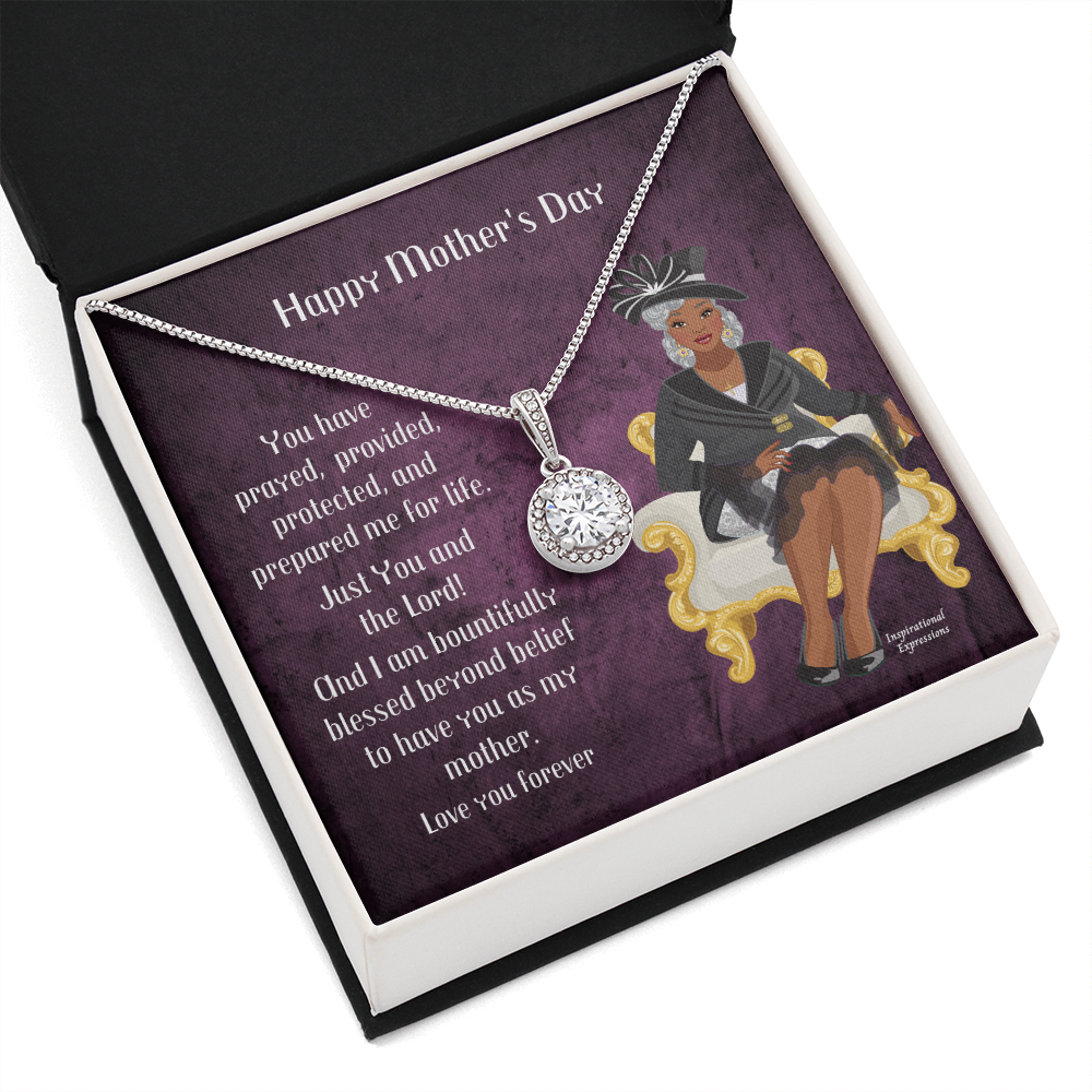 African American Woman Mother's Day Message Card and Eternal Hope Necklace for Christian Mom - You and The Lord