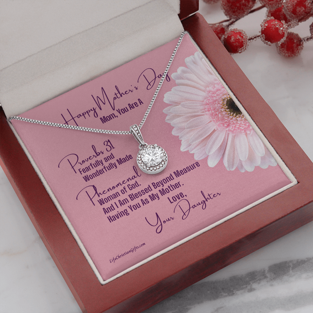 Mother's Day Message Card From Daughter - Eternal Hope Necklace - Proverbs 31
