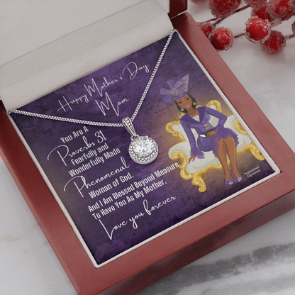 African American Woman Mother's Day Message Card and Eternal Hope Necklace for Christian Mom - Proverbs 31