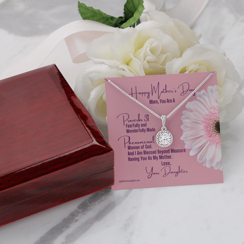 Mother's Day Message Card From Daughter - Eternal Hope Necklace - Proverbs 31