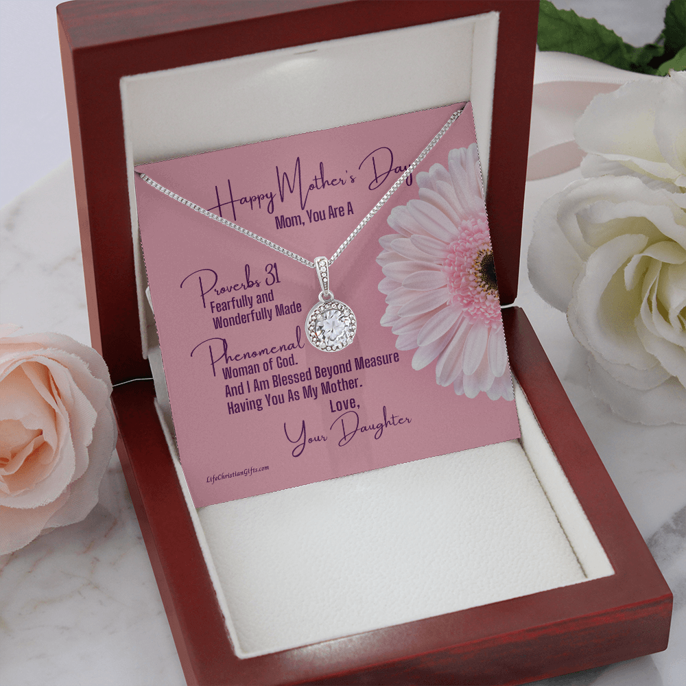 Mother's Day Message Card From Daughter - Eternal Hope Necklace - Proverbs 31