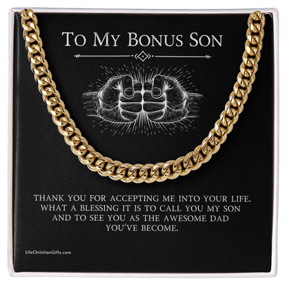 To Bonus Son Cuban Link Chain With Kente Border Message Card
