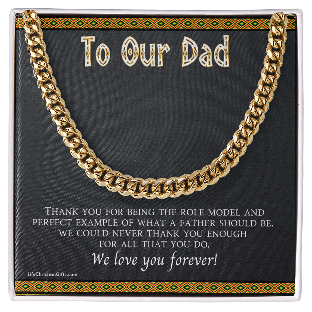 To Our Dad Cuban Link Chain With Message Card For Dad