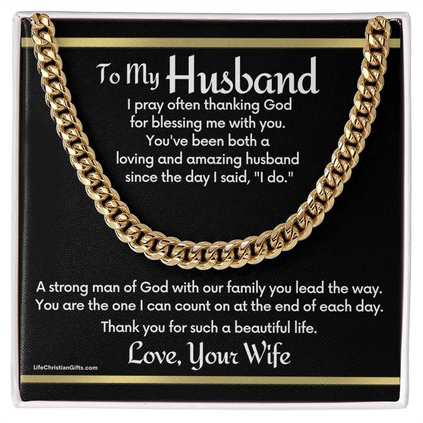 Chain Message Card To Husband Cuban Link Chain With